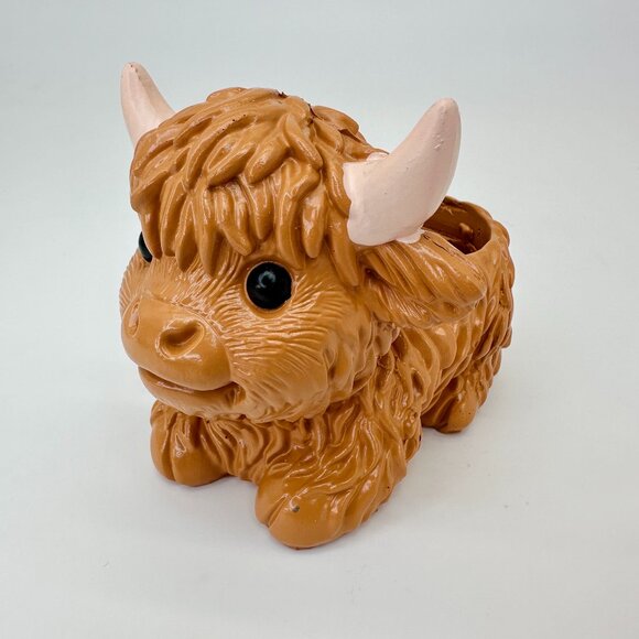 NEW Whimsical Highland Cow Resin Succulent Planter – New in Box - Picture 1 of 7